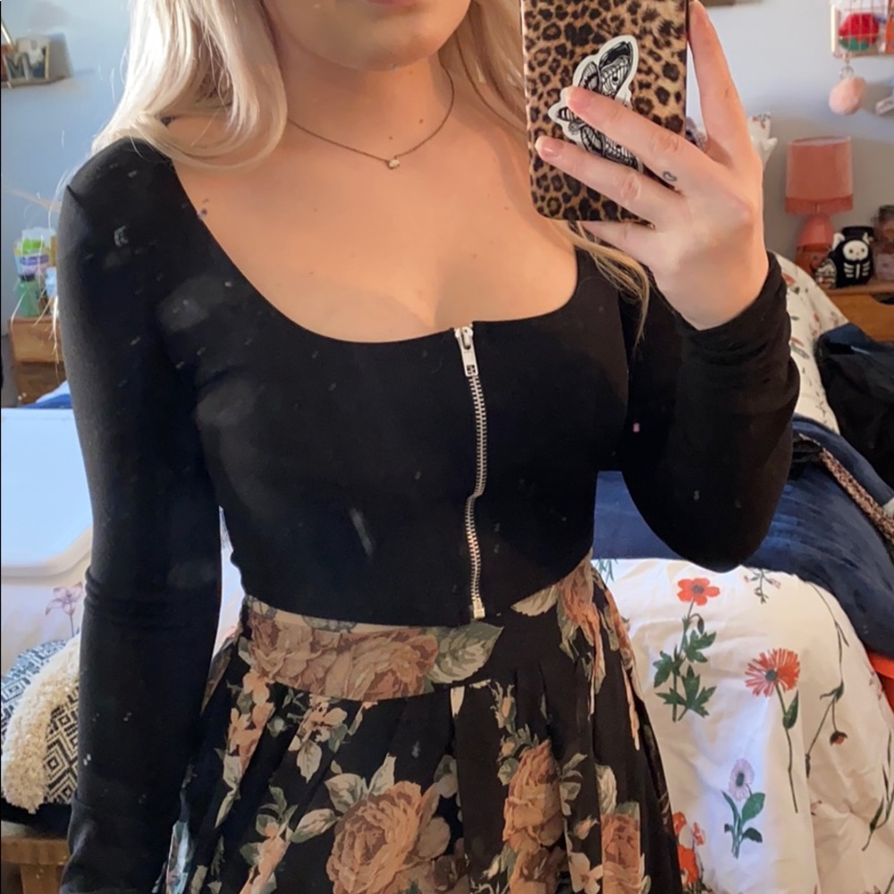 Zip front crop top